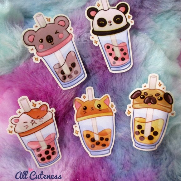 🎀 5 Boba Tea Stickers for Laptop, Cups, or Waterbottles - Picture 1 of 1